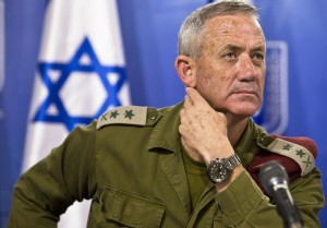 Israeli military chief Lieutenant-General Benny Gantz attends a news conference in Tel Aviv