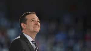 U.S. Senator Cruz pauses to look at the crowd as he confirms his candidacy for the presidential election race during a speech at Liberty College in Lynchburg, Virginia