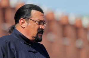 U.S. actor Steven Seagal watches the Victory Day parade at Red Square in Moscow